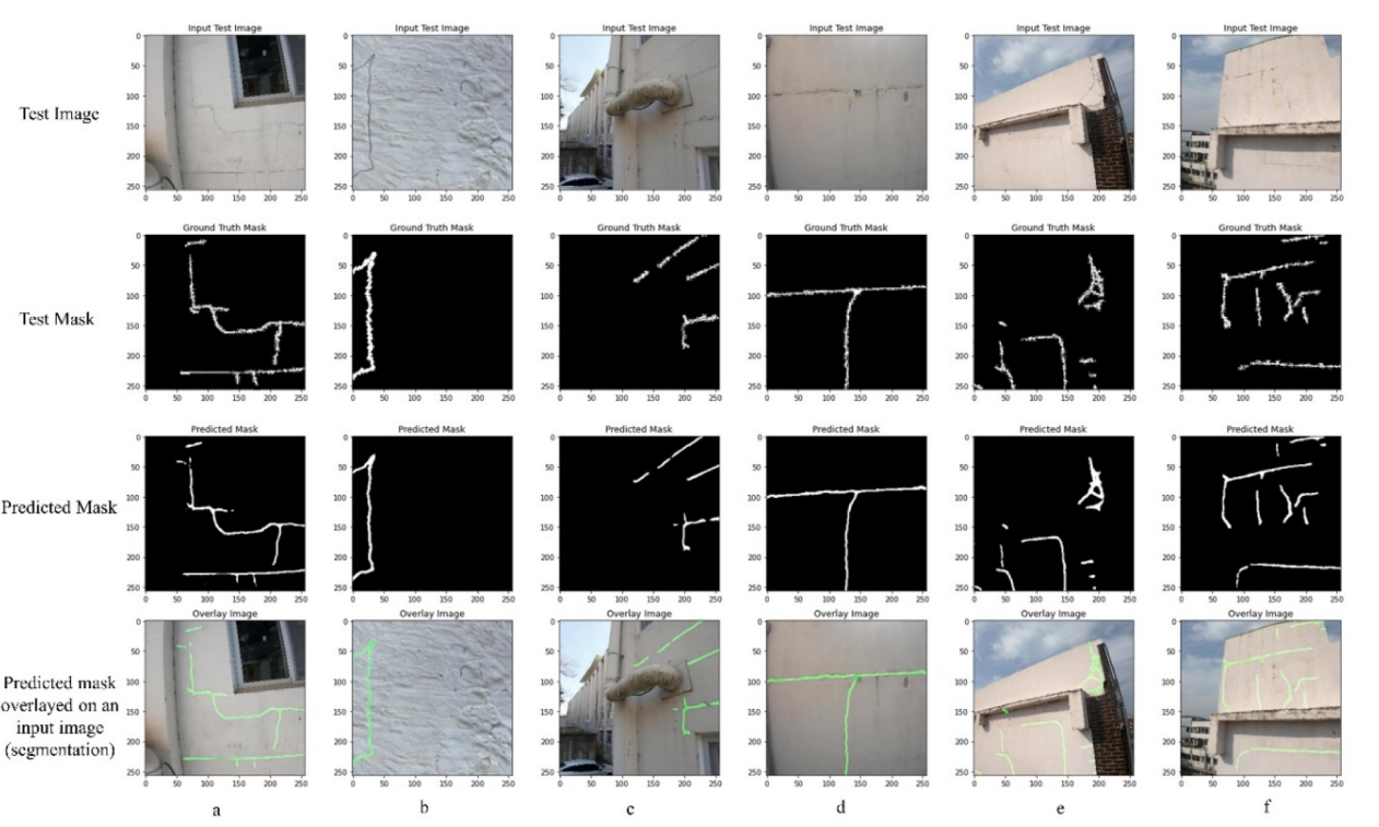 Crack segmentation examples showing input images and masks